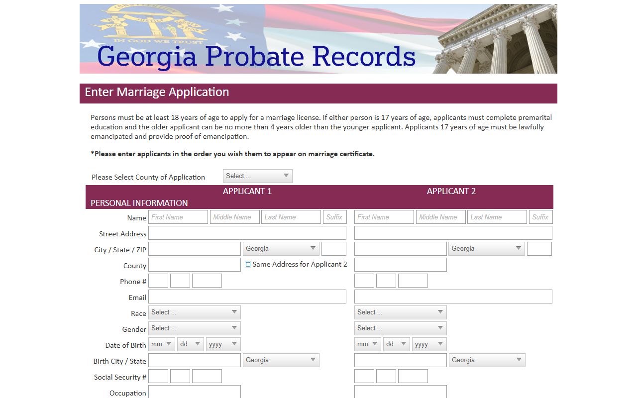 Oglethorpe County marriage records statewide application portal