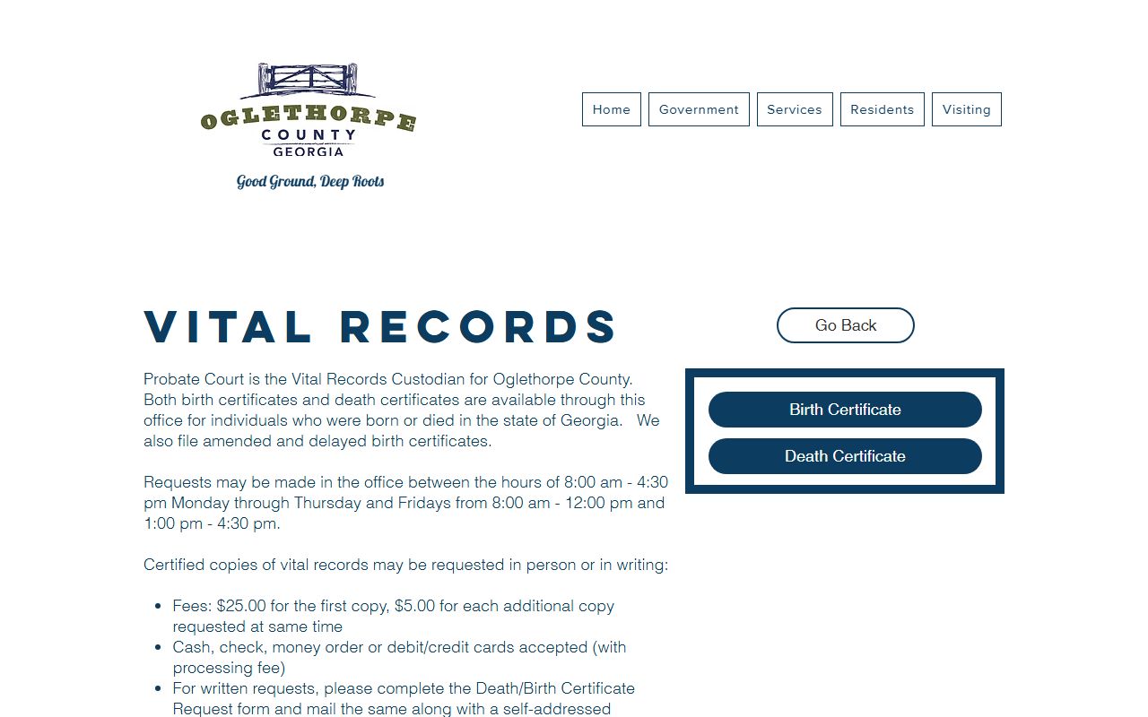 Oglethorpe County marriage and divorce records Probate Court services page