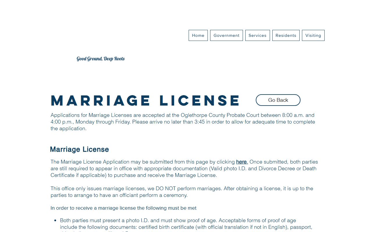 Oglethorpe County marriage records Probate Court license page