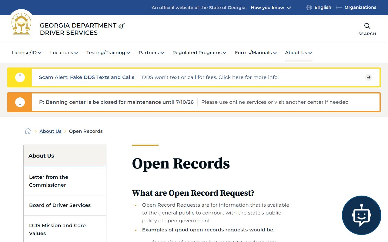 Oglethorpe County traffic court records DDS open records page
